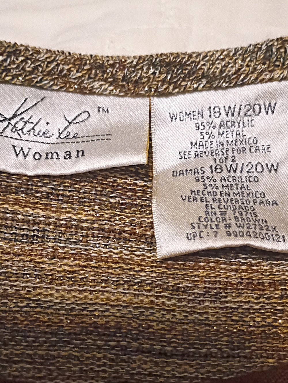 Kathy Lee Woman Textured Top in Brown Size Large